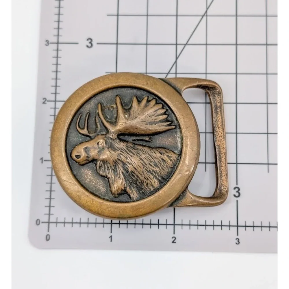 VTG 1978 Tech Ether Guild Moose Solid Brass Belt‎ Buckle Wildlife Made in USA